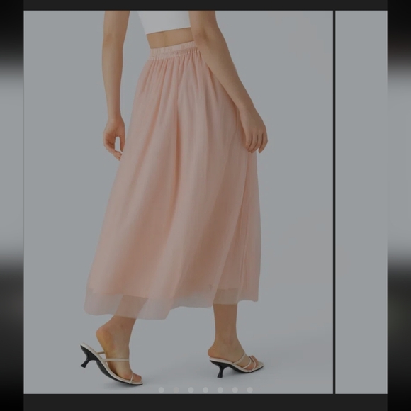 High Waisted Mesh Overlay Flowy Flare Midi Casual Skirt Sz S - Picture 2 of 12